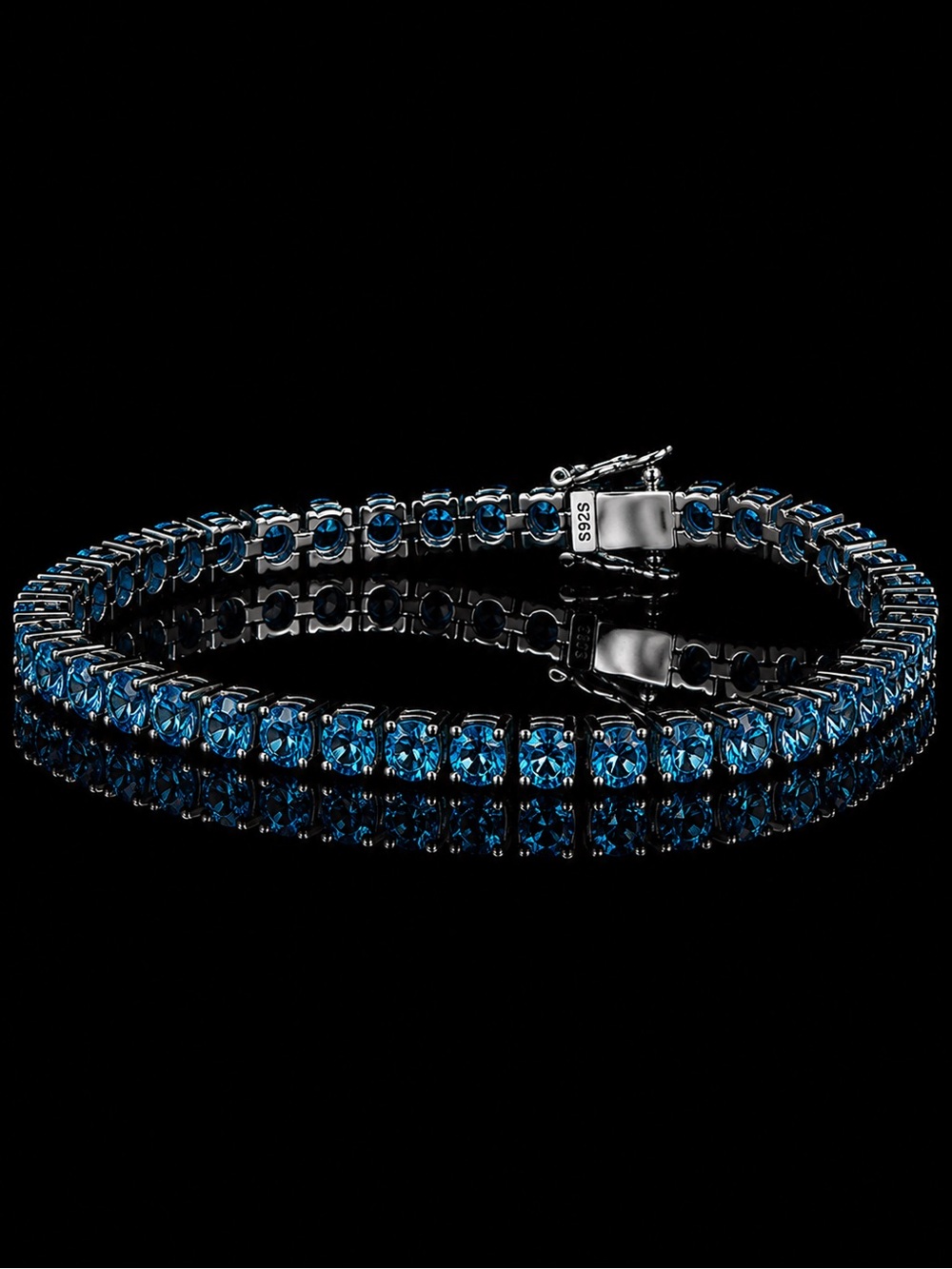 925 Silver, 5.6CTW Blue Moissanite Tennis Bracelet